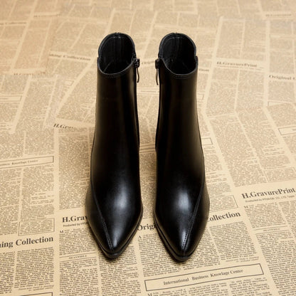 Luvrefashion | Lena Stylish Heeled Ankle Boots for in Black - side view