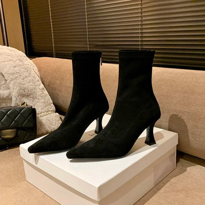 Luvrefashion | Clara Stylish Pointed Toe Ankle Boots for in Brown - image 8