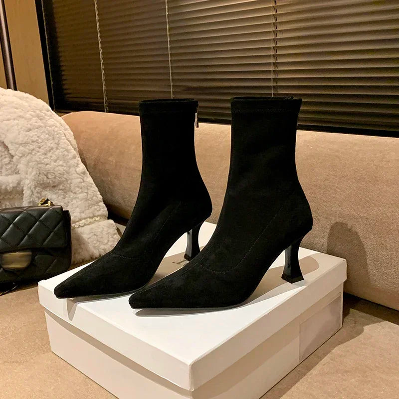 Luvrefashion | Clara Stylish Pointed Toe Ankle Boots for in Brown - image 8