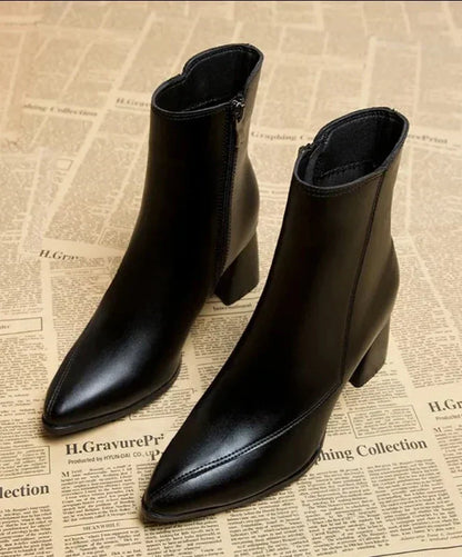 Luvrefashion | Lena Stylish Heeled Ankle Boots for in Black - front view