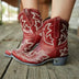 Lena | Botines vaqueros bordados para mujer - Rojo
