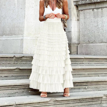 Luvrefashion | Theresa Chic Tulle Midi Skirt in Pink - back view