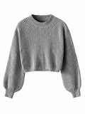 Jersey corto de mujer con mangas voluminosas