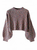 Jersey corto de mujer con mangas voluminosas