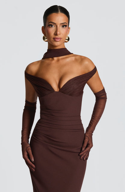 Vestido largo de verano Sophia Plum Brown