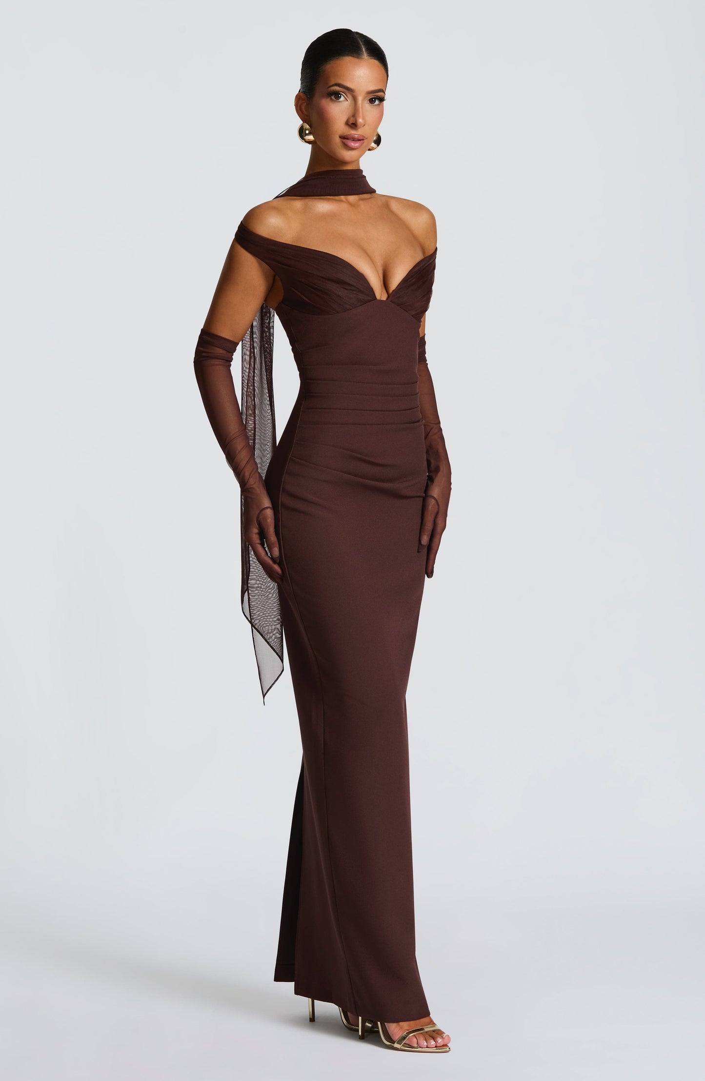 Vestido largo de verano Sophia Plum Brown