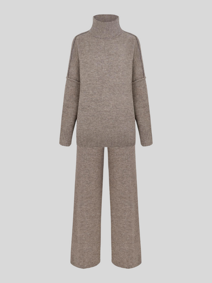 Luvrefashion | Sienna Relaxed Fit Two Piece Ensemble in Beige - detail view