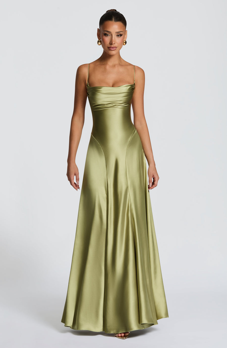 Vestido veraniego largo Sofia - Verde oliva claro