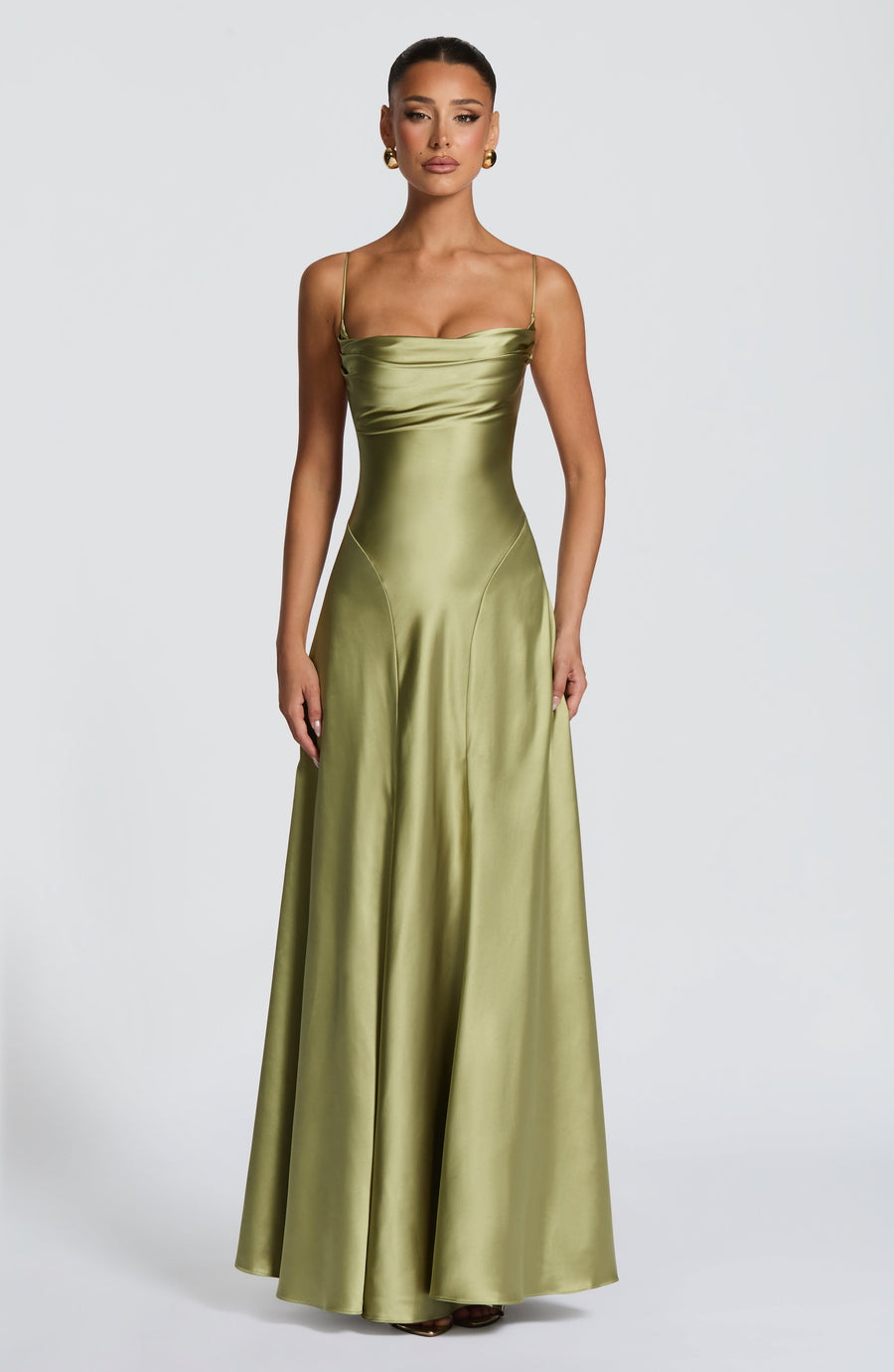 Vestido veraniego largo Sofia - Verde oliva claro