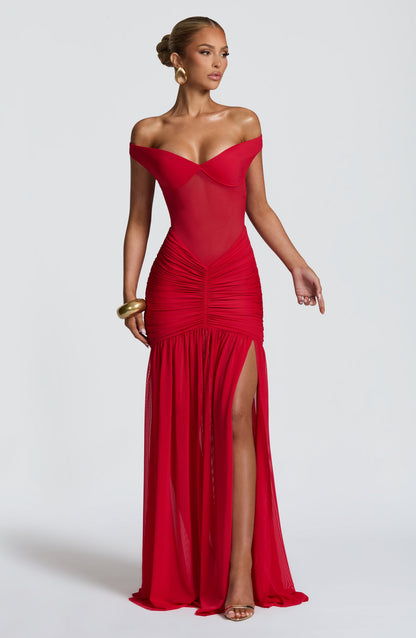 Vestido maxi de verano rojo Sophia