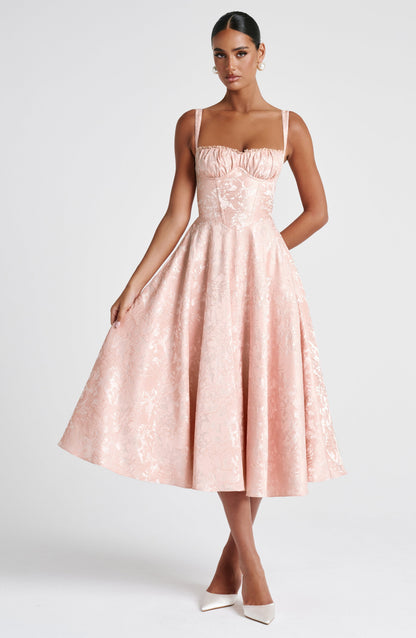 Vestido de verano midi Chloe color melocotón claro