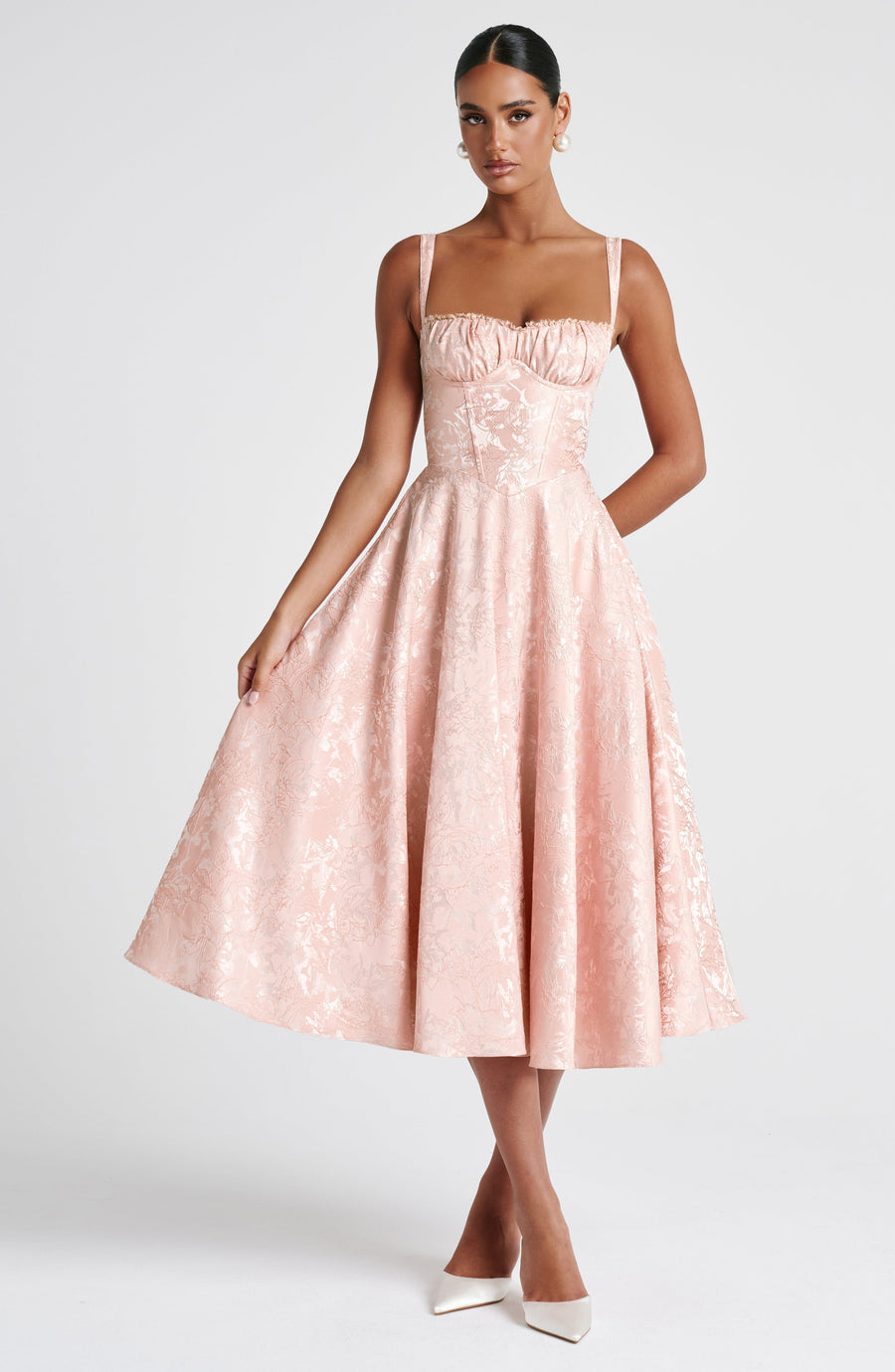 Vestido de verano midi Chloe color melocotón claro