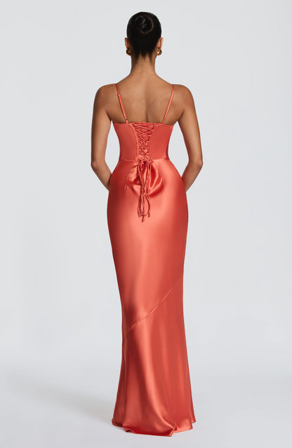 Vestido largo Chloe Maxi en naranja quemado