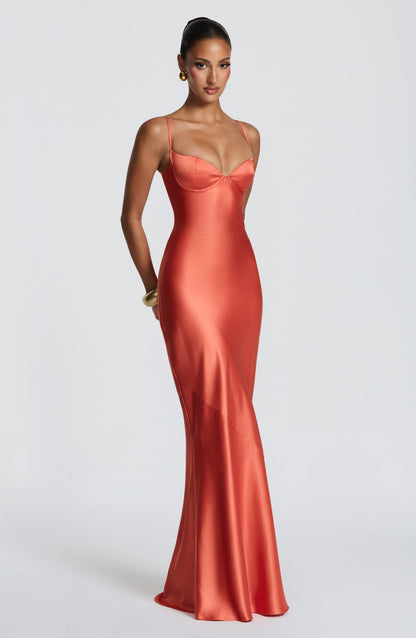 Vestido largo Chloe Maxi en naranja quemado