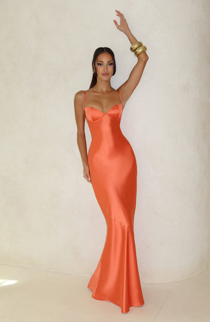 Vestido largo Chloe Maxi en naranja quemado