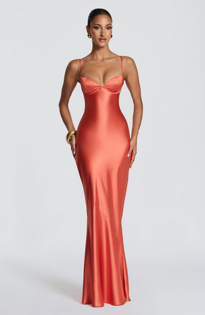 Vestido largo Chloe Maxi en naranja quemado