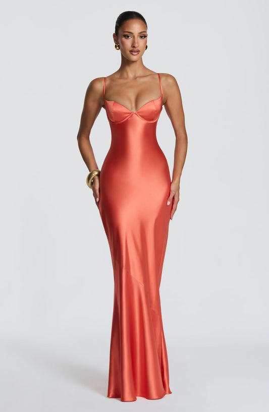 Vestido largo Chloe Maxi en naranja quemado
