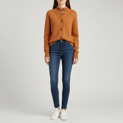 Luvrefashion | Ladies' Cardigan Sweater in Orange - side view
