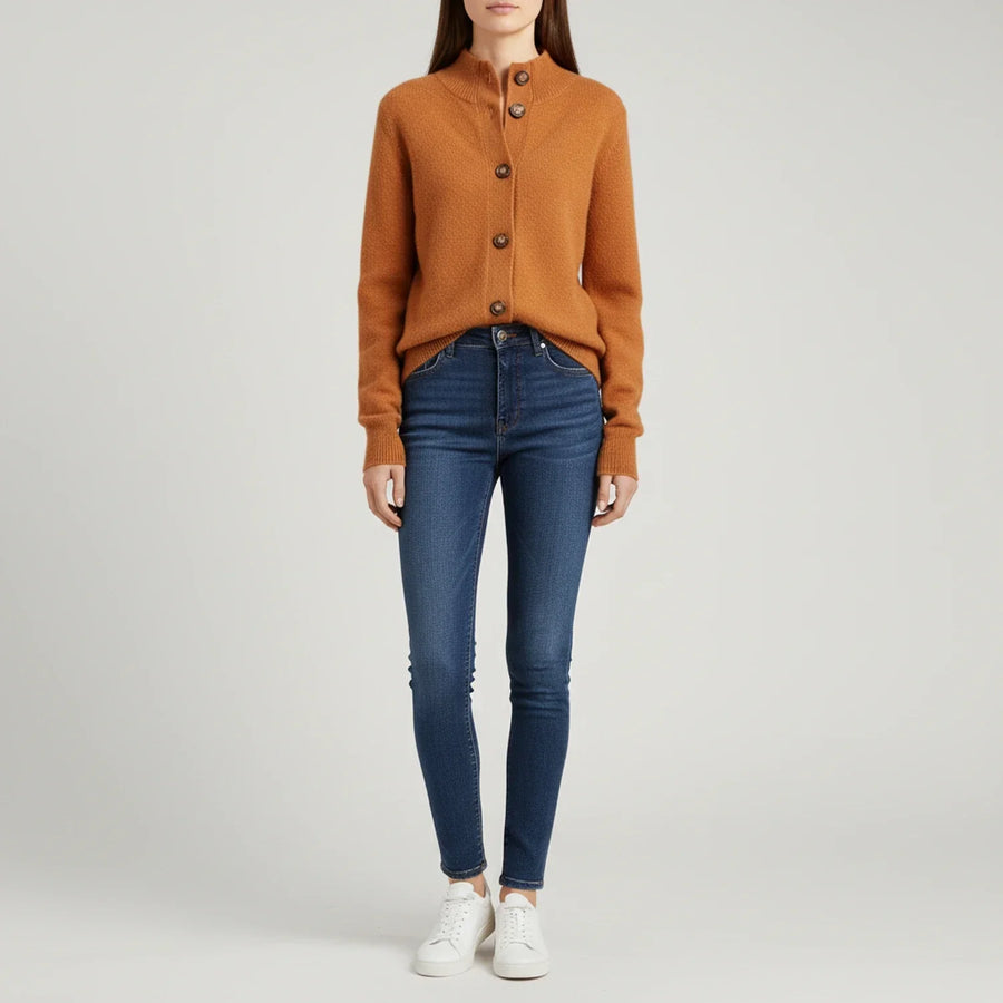 Luvrefashion | Ladies' Cardigan Sweater in Orange - side view