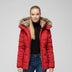 Chaqueta de plumas acolchada con capucha para mujer - Rojo