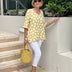 Dulce | Top estampado vintage atemporalmente elegante para mujer - Amarillo limón