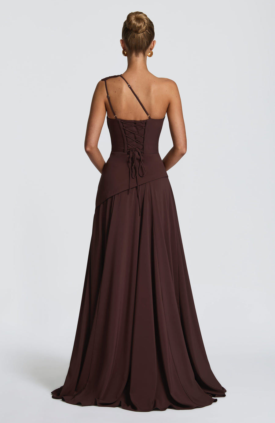 Vestido de verano maxi Sophia en marrón ciruela