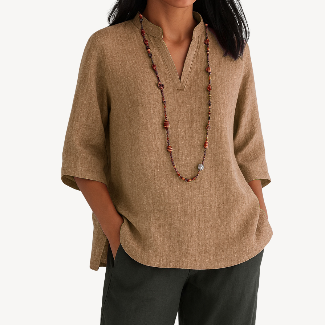 Luvrefashion | Linda Elegant Tunic Top in Blue - side view