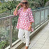 Dulce | Top estampado vintage atemporalmente elegante para mujer - Rosa caramelo