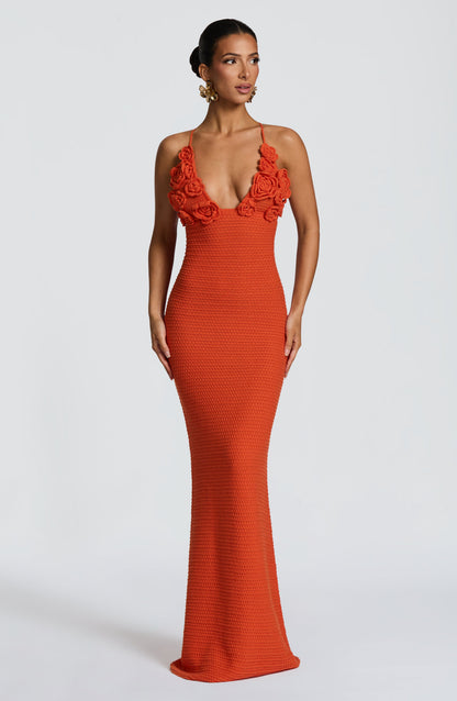 Vestido maxi de verano Sophia en naranja vibrante