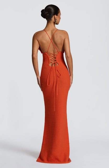 Vestido maxi de verano Sophia en naranja vibrante