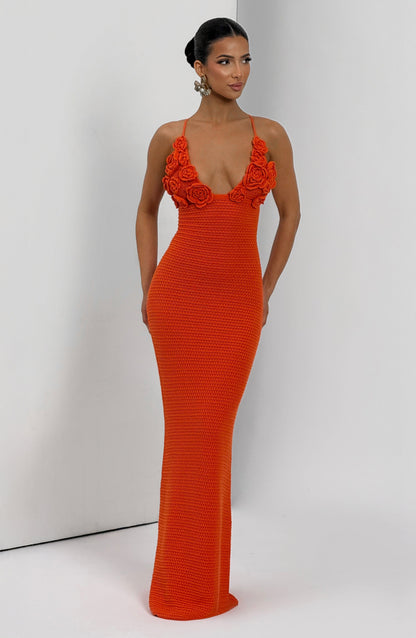 Vestido maxi de verano Sophia en naranja vibrante