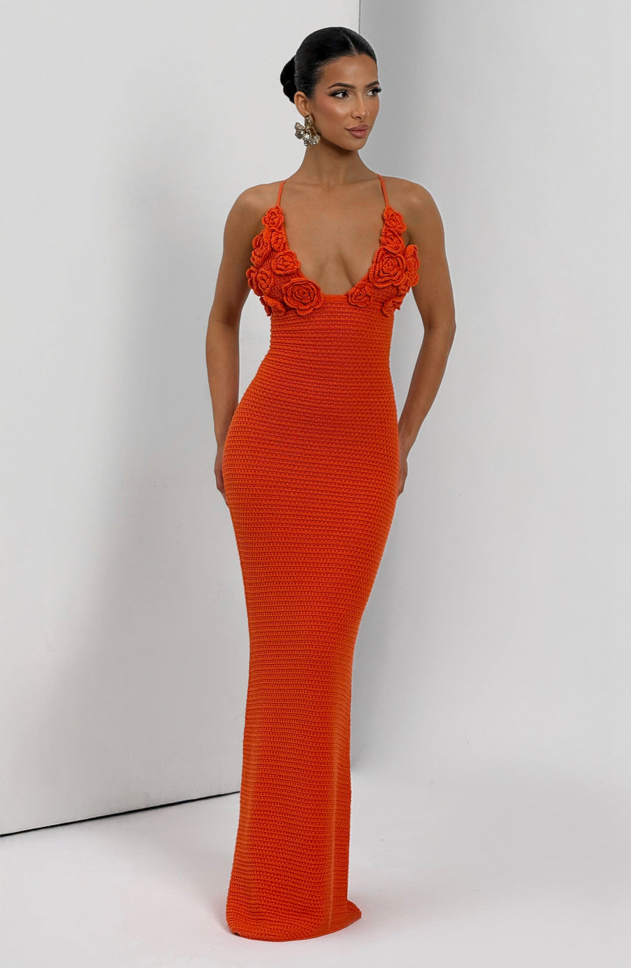 Vestido maxi de verano Sophia en naranja vibrante