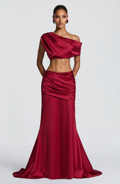 Falda Maxi Burdeos Natalie - Moda de Verano