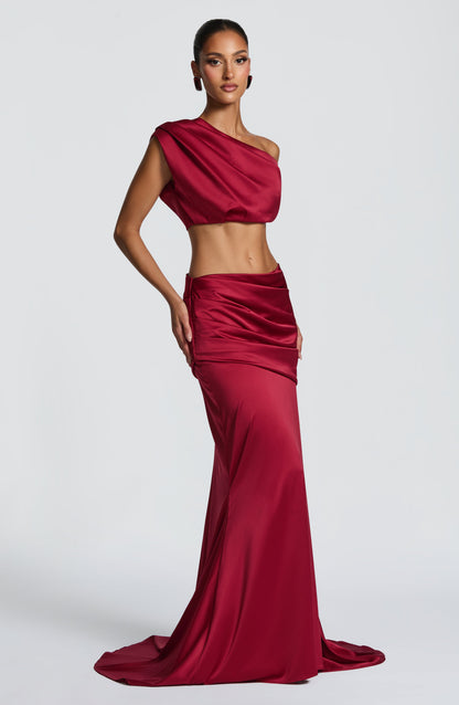 Falda Maxi Burdeos Natalie - Moda de Verano