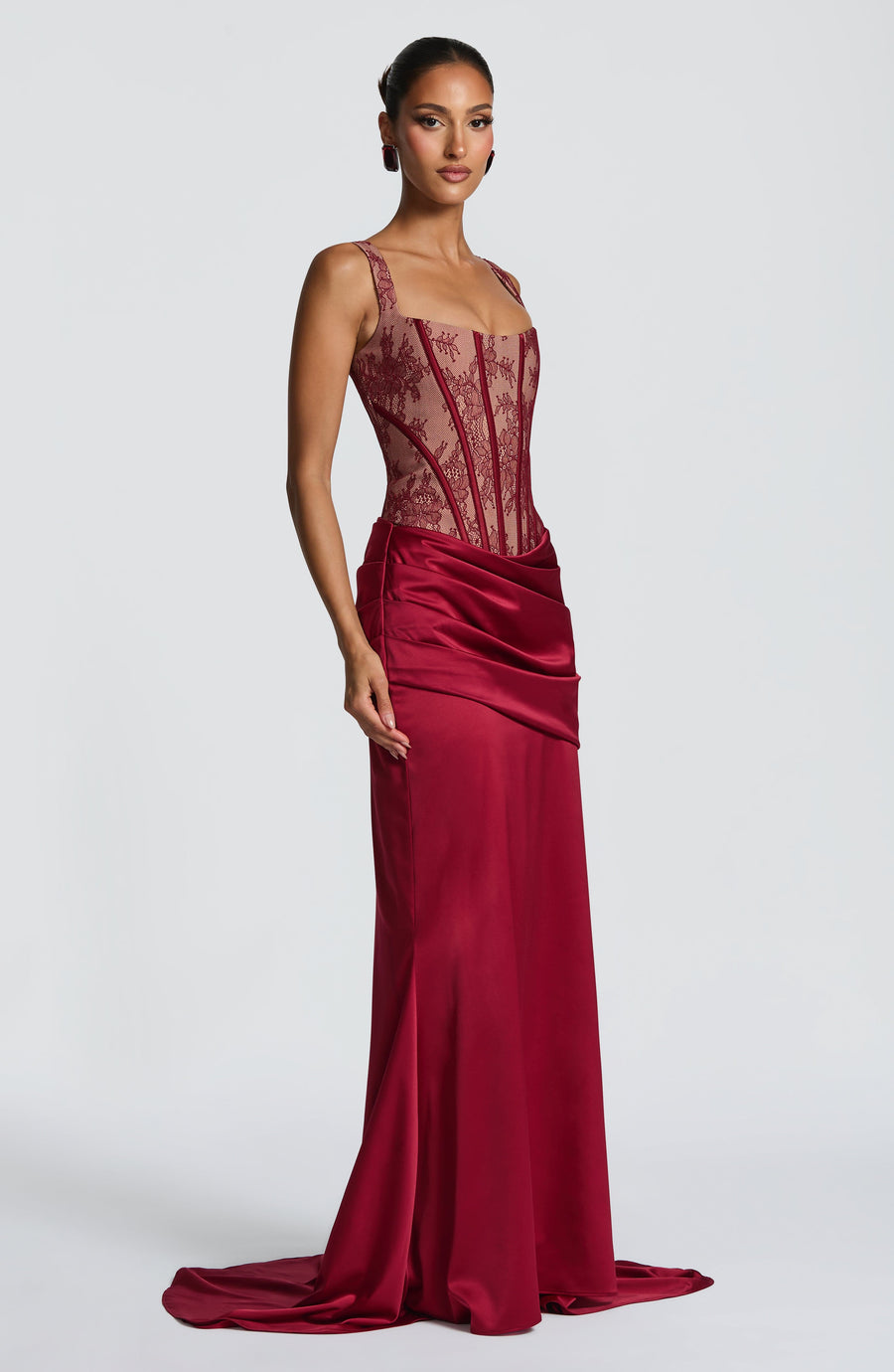 Falda Maxi Burdeos Natalie - Moda de Verano