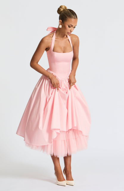 Vestido midi Sophia Blush - Moda veraniega elegante