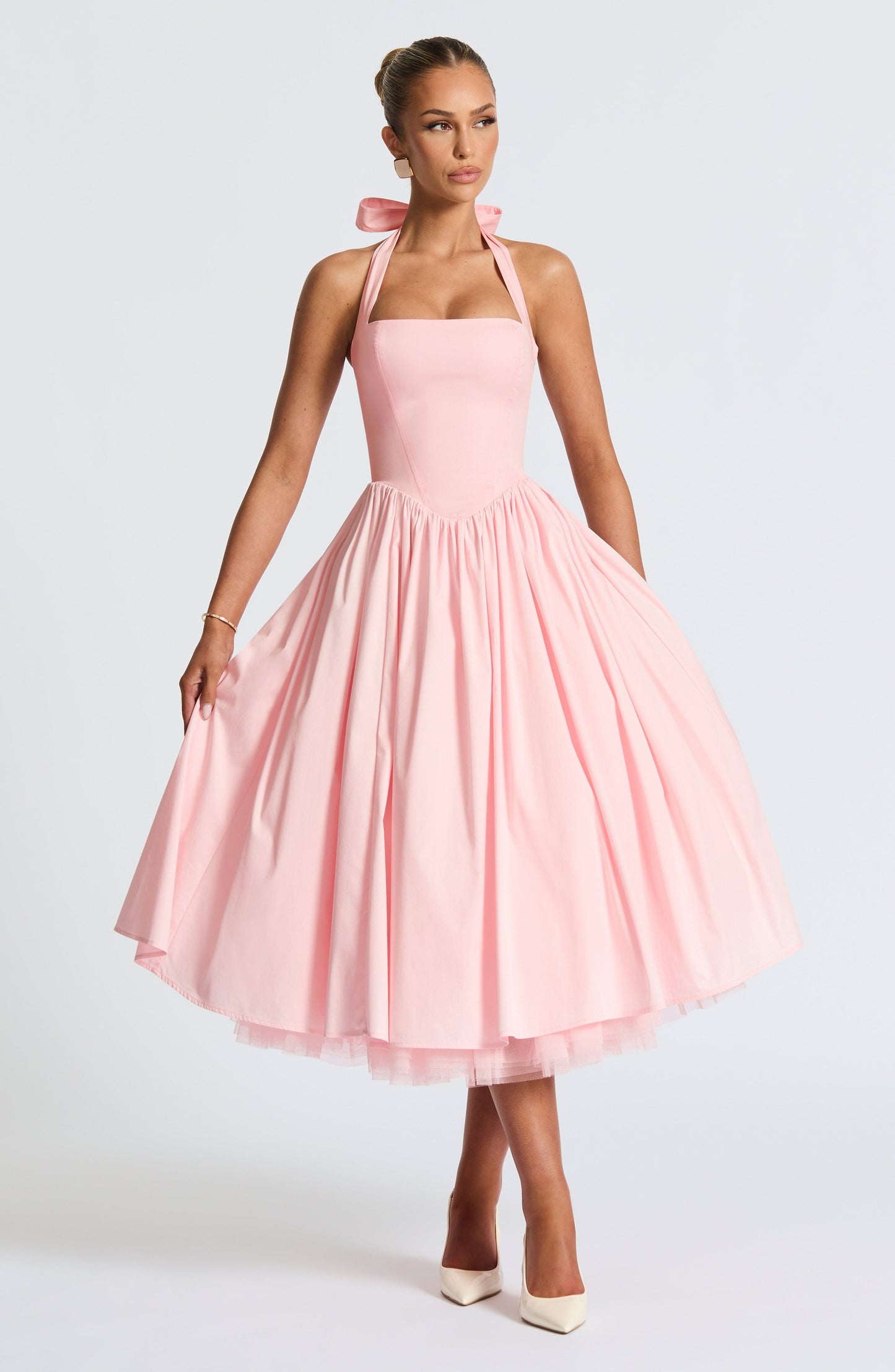 Vestido midi Sophia Blush - Moda veraniega elegante
