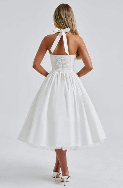 Sophia Vestido Midi de Tirantes Marfil - Moda Perfecta para el Verano