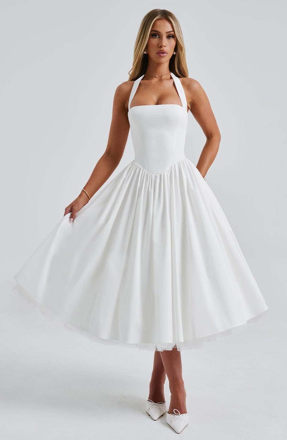 Sophia Vestido Midi de Tirantes Marfil - Moda Perfecta para el Verano