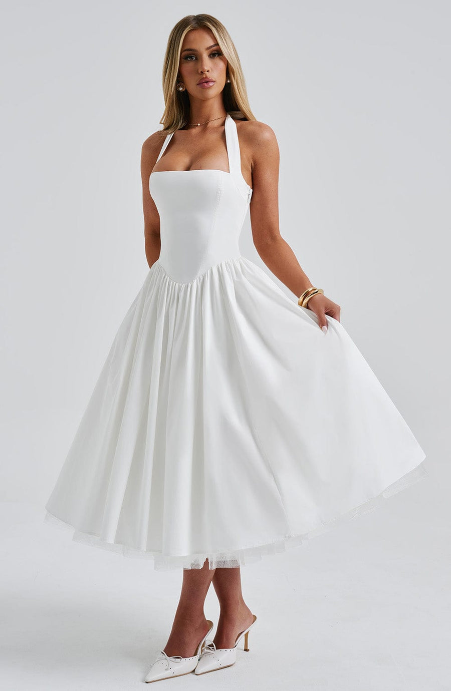 Sophia Vestido Midi de Tirantes Marfil - Moda Perfecta para el Verano