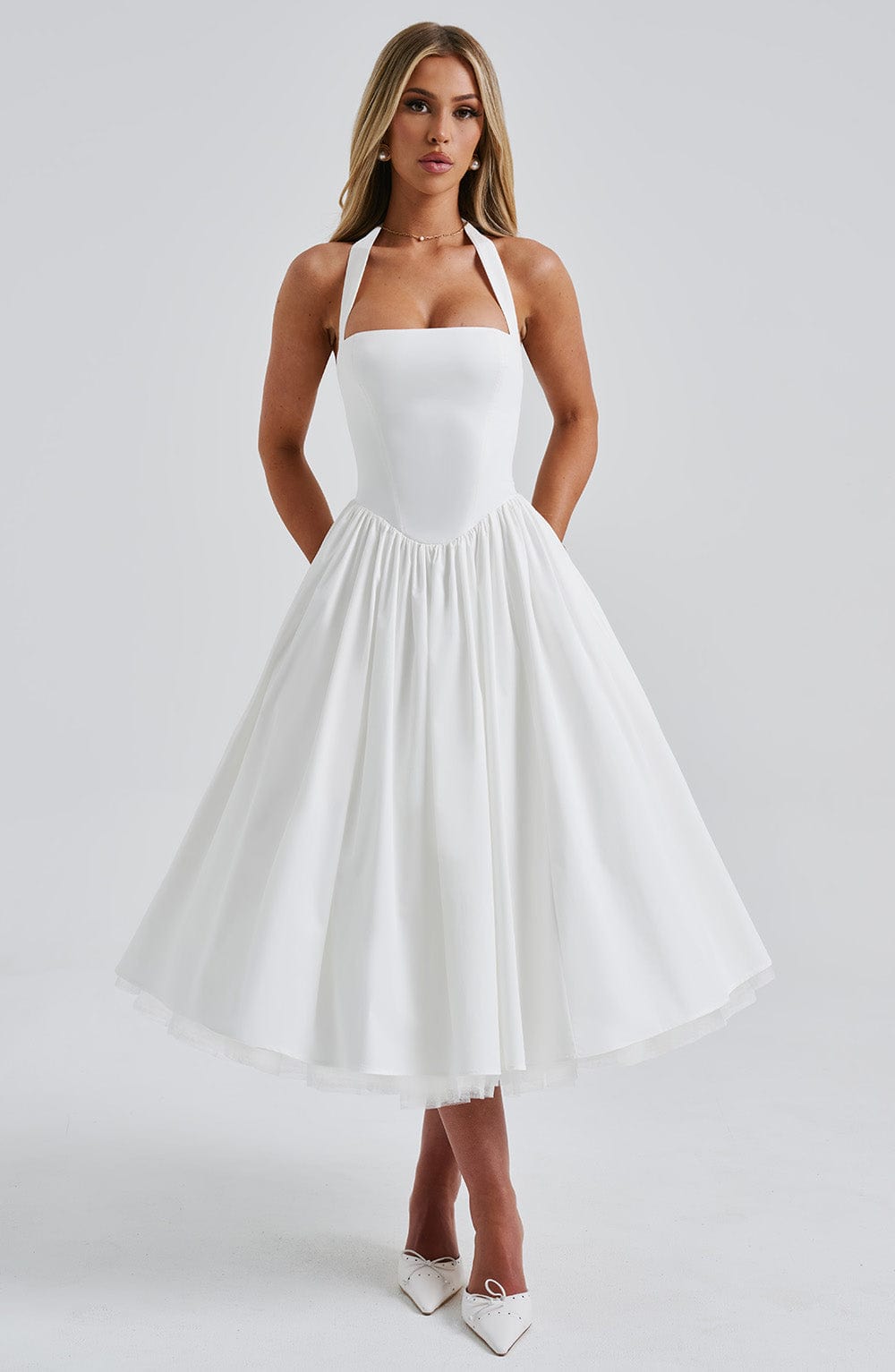 Sophia Vestido Midi de Tirantes Marfil - Moda Perfecta para el Verano