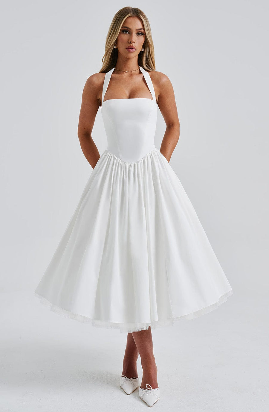 Sophia Vestido Midi de Tirantes Marfil - Moda Perfecta para el Verano