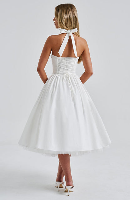 Sophia Vestido Midi de Tirantes Marfil - Moda Perfecta para el Verano