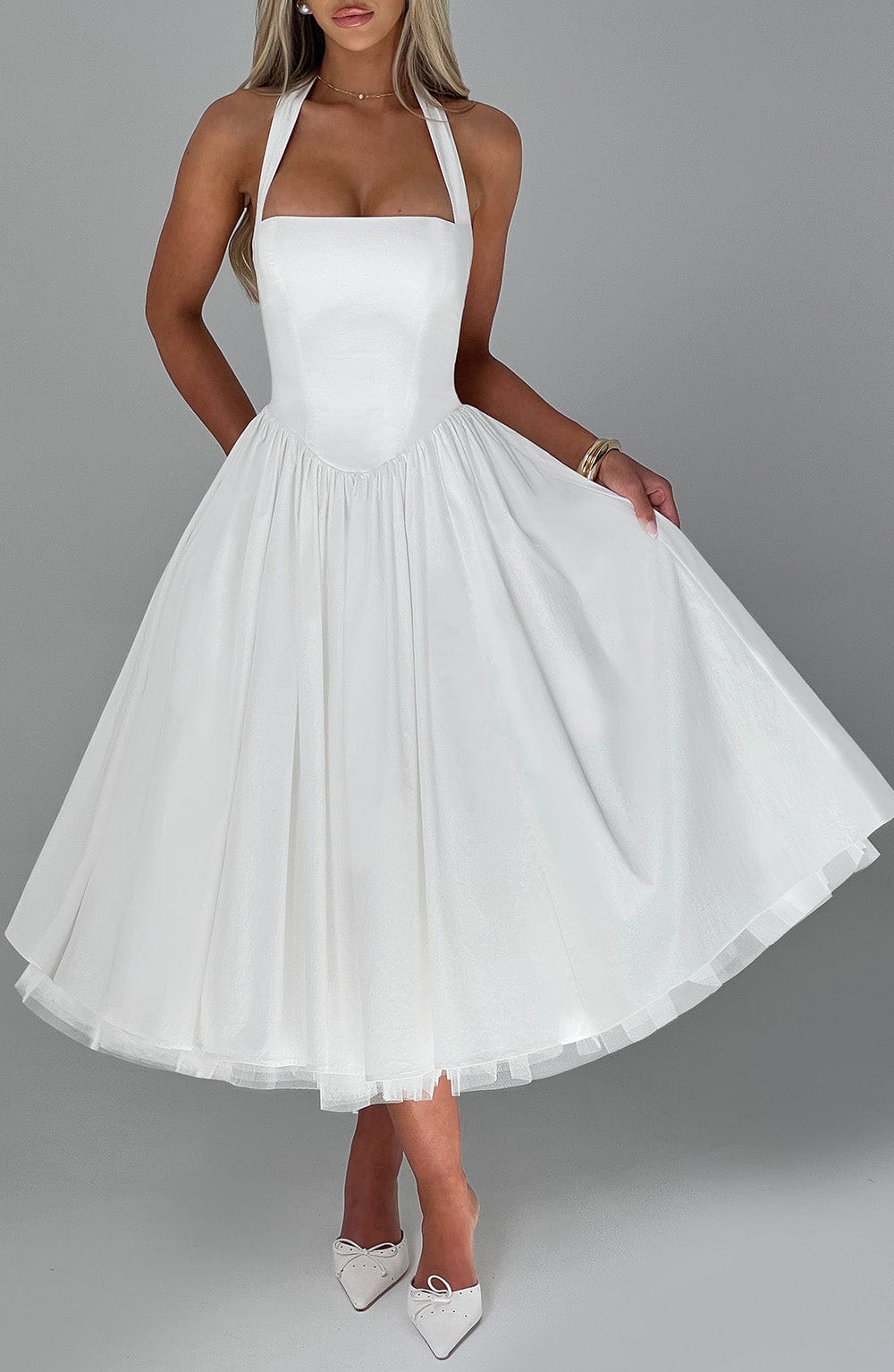 Sophia Vestido Midi de Tirantes Marfil - Moda Perfecta para el Verano