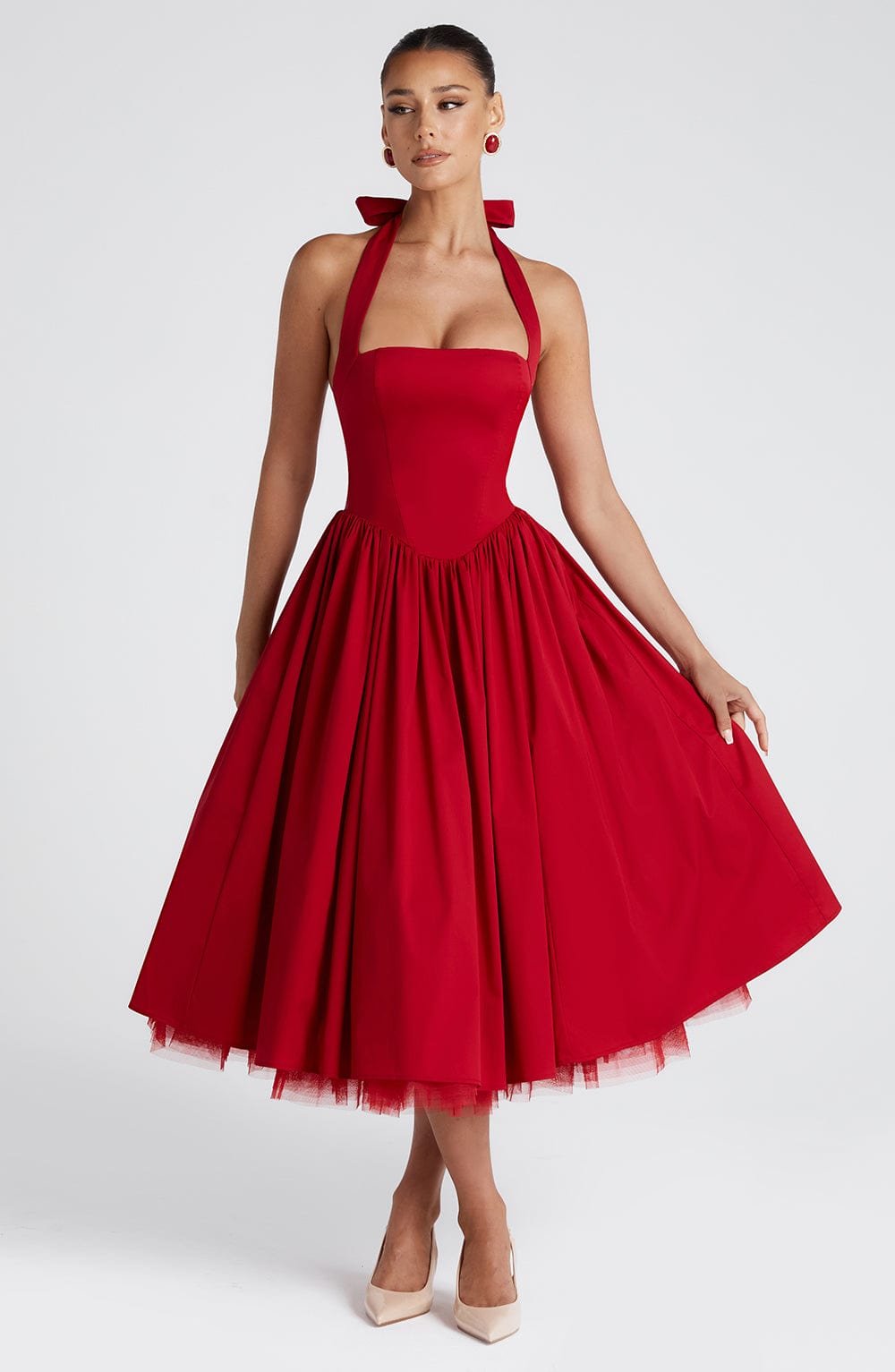 Vestido midi Sophia rojo - Moda de verano perfecta