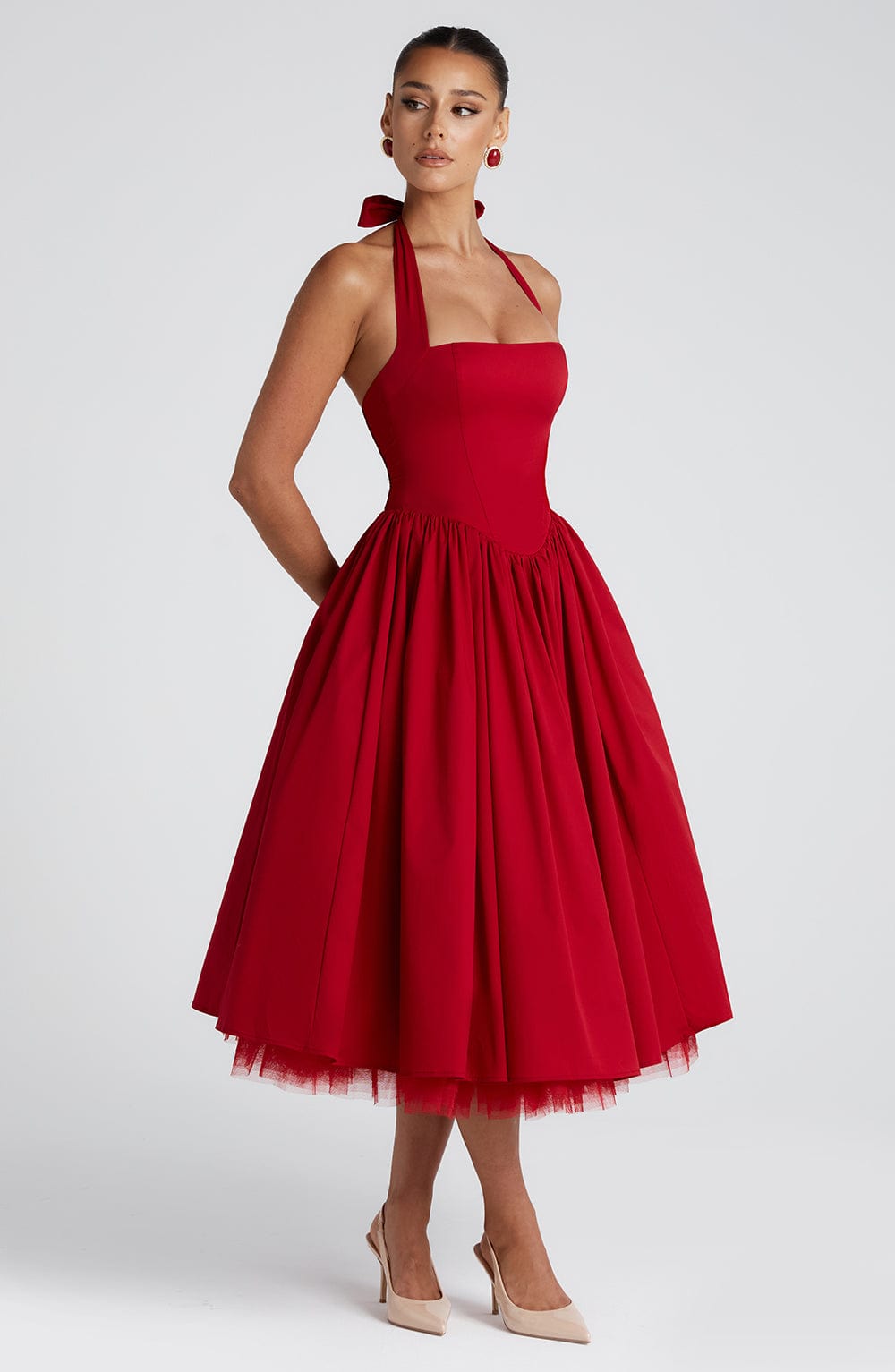 Vestido midi Sophia rojo - Moda de verano perfecta