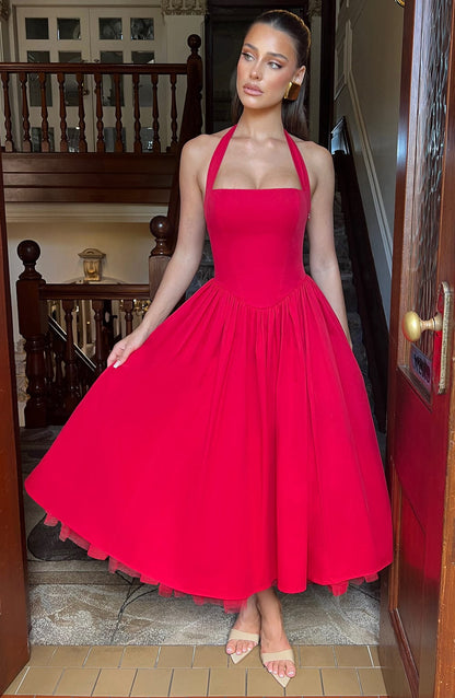 Vestido midi Sophia rojo - Moda de verano perfecta