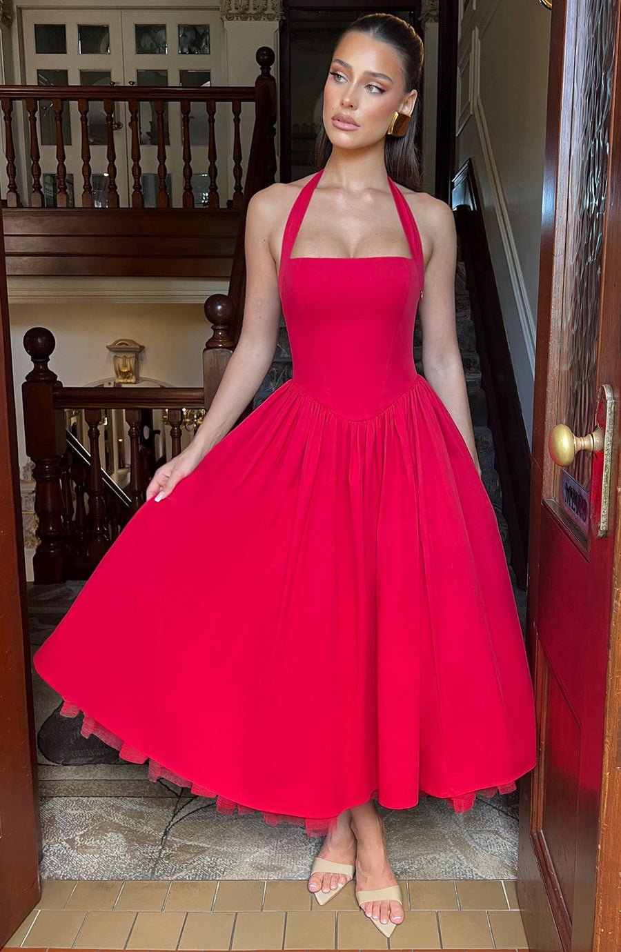 Vestido midi Sophia rojo - Moda de verano perfecta