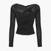 Fern | Top de malla fruncido de manga larga para mujer - Negro