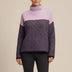 Suéter de cuello alto con bloques de color para mujer - Morado